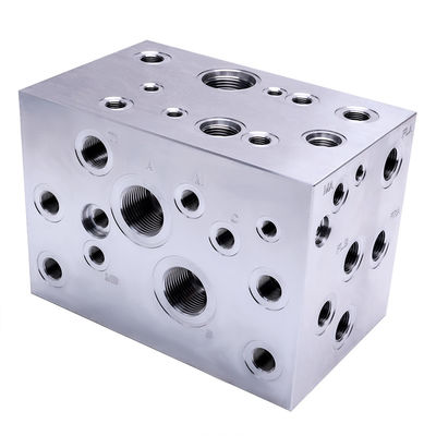 Klep hidraulik klep kartrid berujung aluminium baja blok manifold hidraulik layanan kustomisasi pengolahan CNC